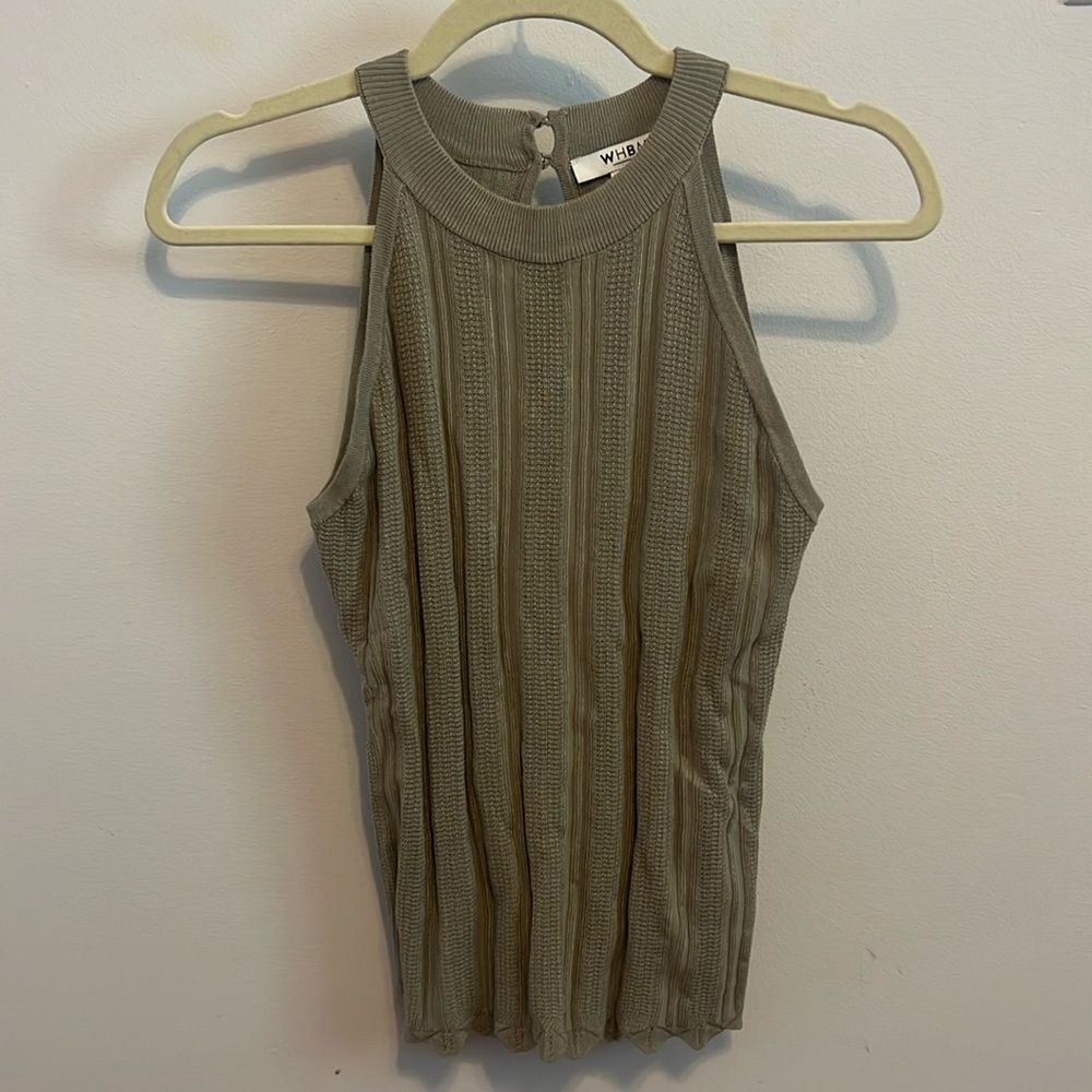 Beautiful Taupe Crochet Knit Halter Top